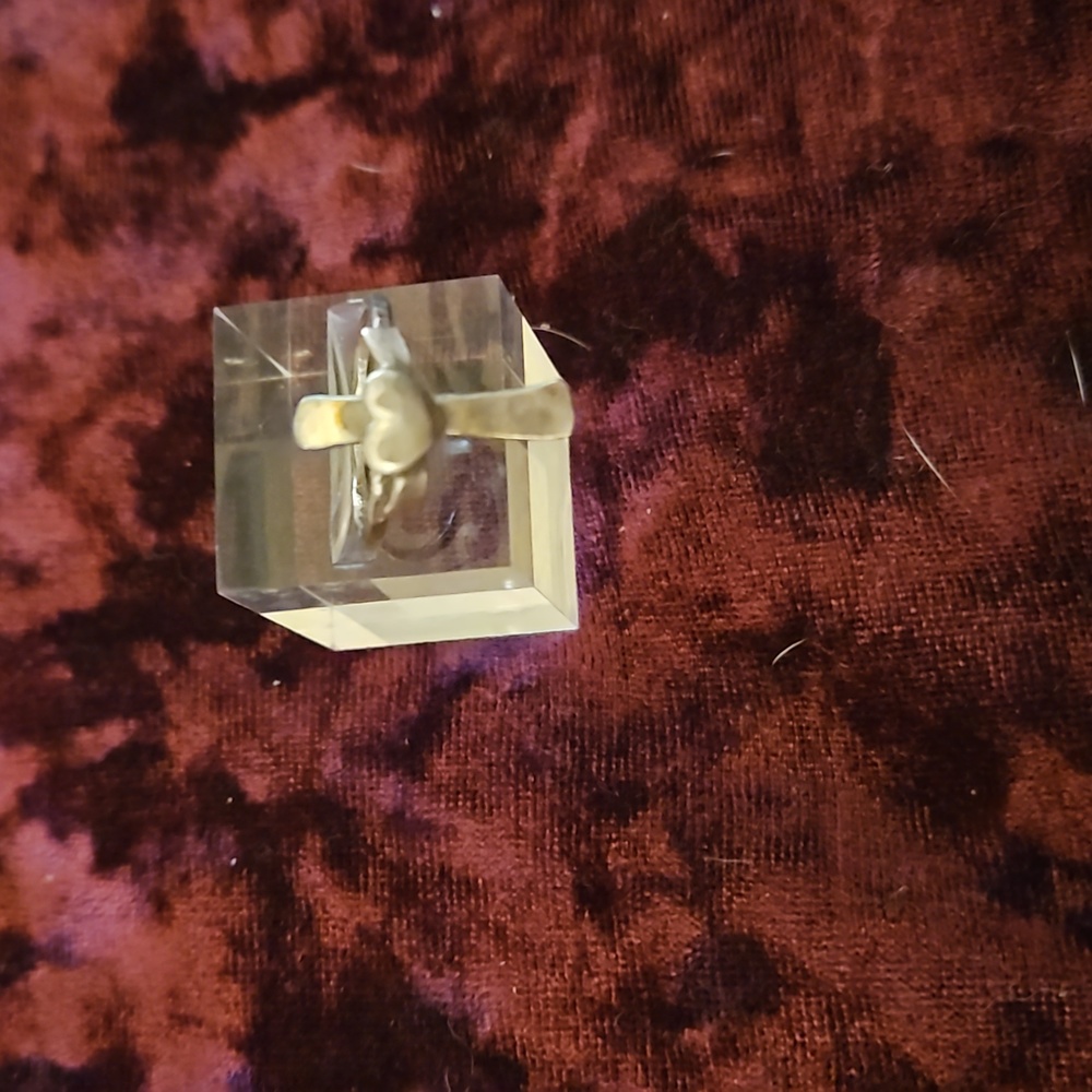 Hand made cross & heart sterling silver ring 8